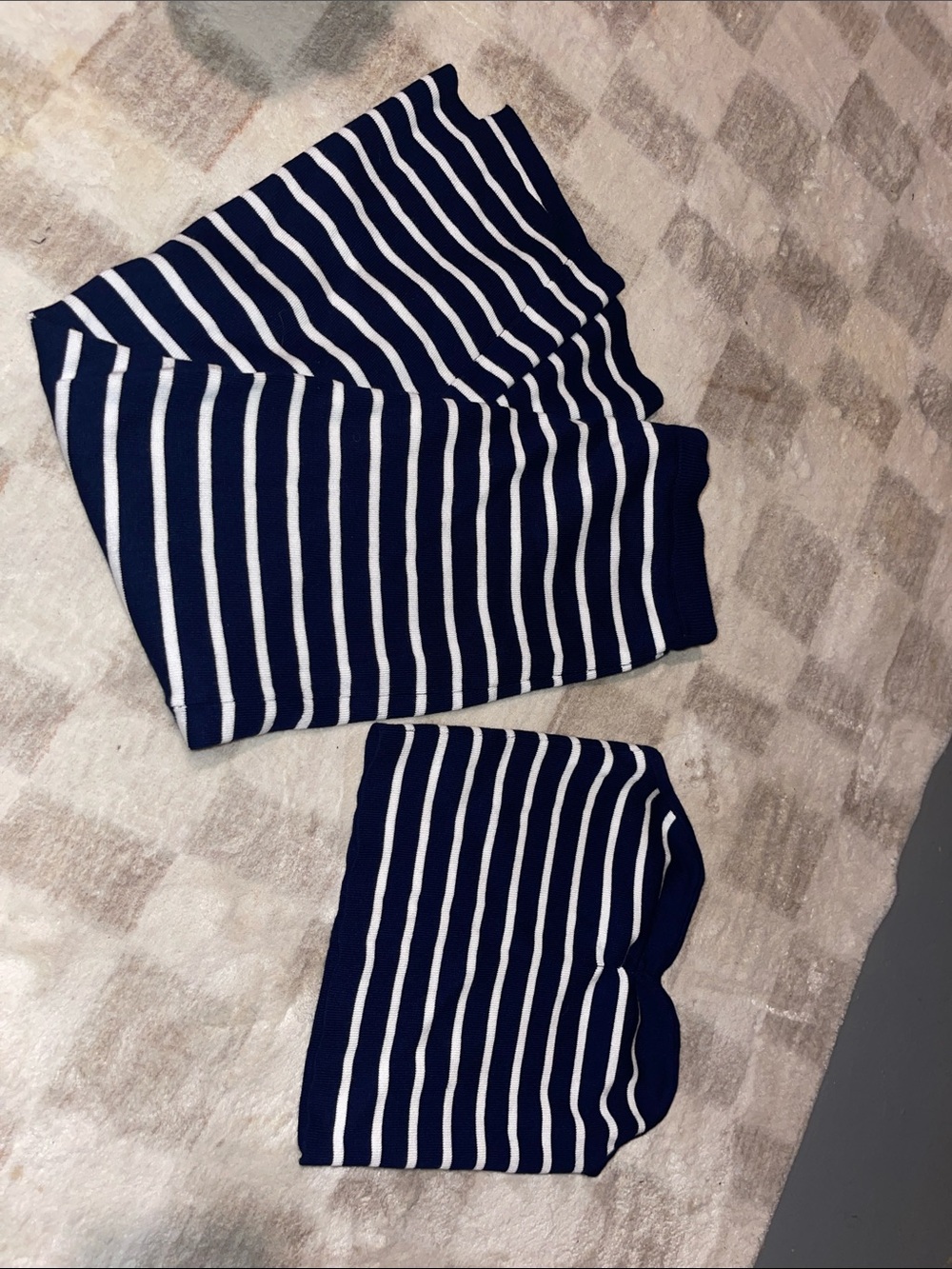 Navy & White Striped Knit Two-Piece Set